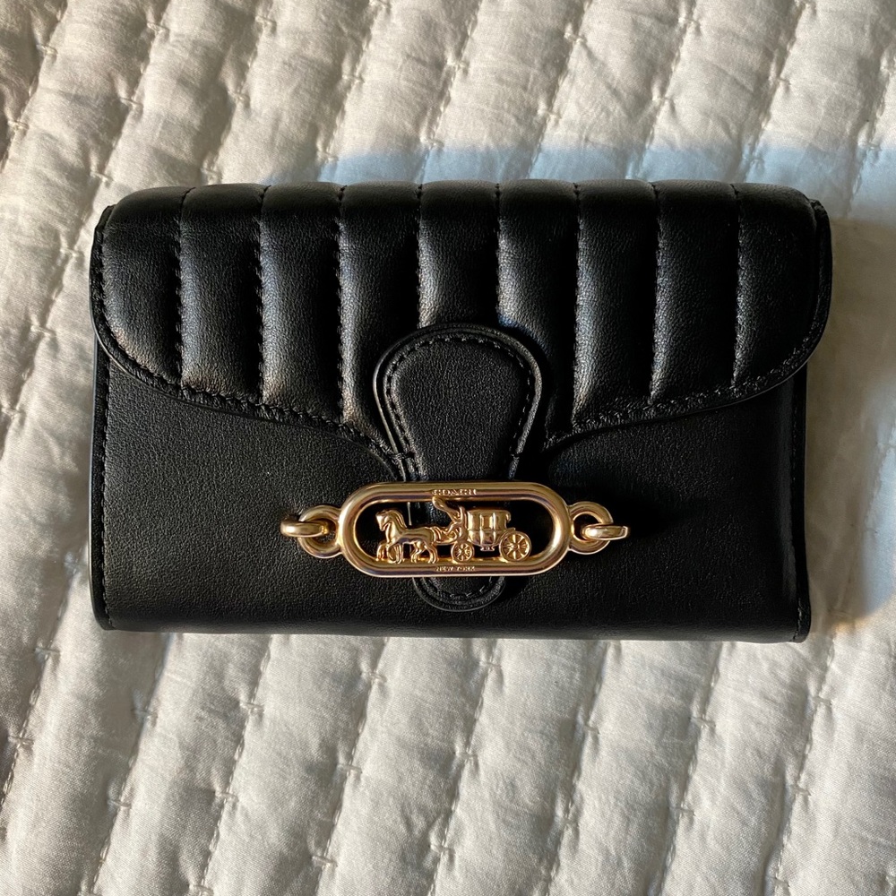 Coach Black Quilted Leather Clutch Wallet